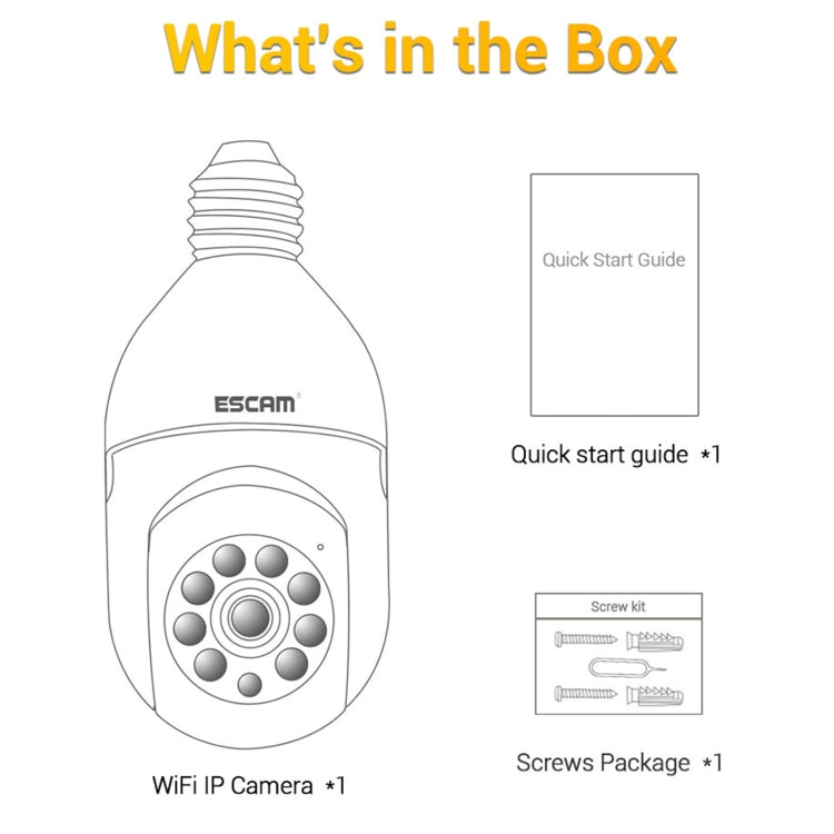 Telecamera WiFi ESCAM PT208 1080P HD con lampadina, supporto rilevamento movimento, audio bidirezionale, visione notturna, scheda TF, ESCAM PT208