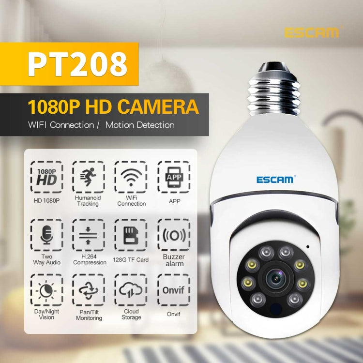 Telecamera WiFi ESCAM PT208 1080P HD con lampadina