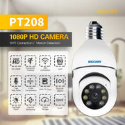 Telecamera WiFi ESCAM PT208 1080P HD con lampadina, supporto rilevamento movimento, audio bidirezionale, visione notturna, scheda TF, ESCAM PT208