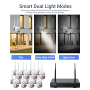 ESCAM WNK718 HD 3,0 milioni di pixel Wireless a 8 canali + sistema di sicurezza NVR wireless 8IPC, presa UK, WNK718