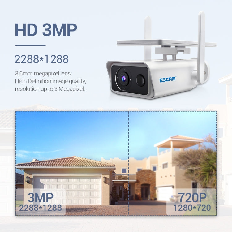 Telecamera IP WiFi solare ESCAM QF180 3MP H.265