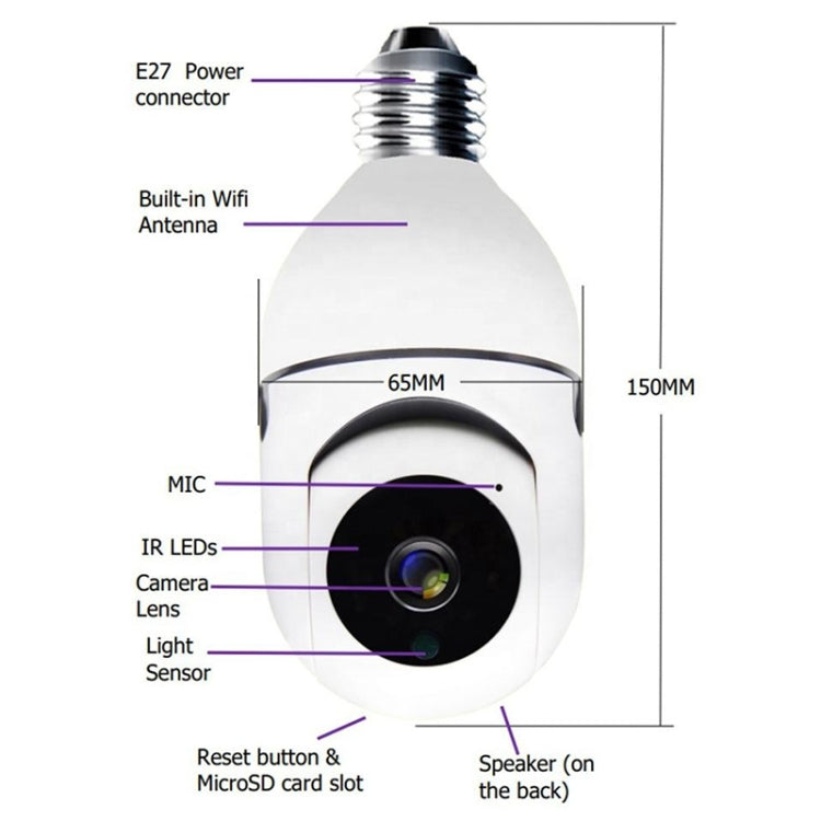 GA-C11 1080P 2MP 2.4G Telecamera a lampadina per interfono vocale bidirezionale a frequenza singola, 2.4G Single Frequency