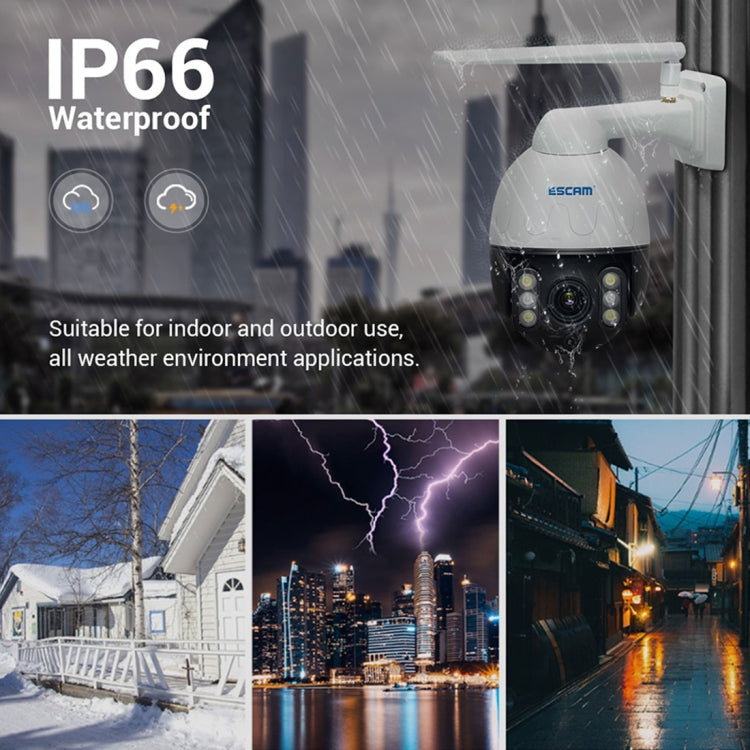 Telecamera IP impermeabile ESCAM Q5068 H.265 5MP Pan / Tilt / Zoom 4X WiFi, supporto ONVIF conversazione bidirezionale e visione notturna, presa AU, EU Plug, AU Plug, UK Plug, US Plug