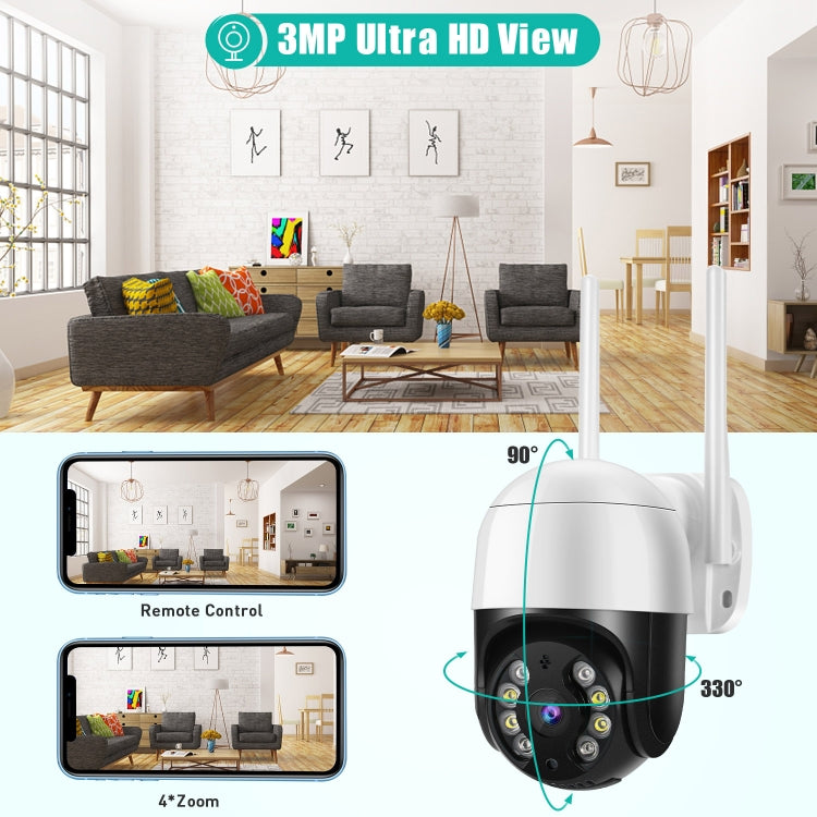 Telecamera IP WiFi QX29 HD da 3,0 MP, supporto per visione notturna e rilevamento del movimento, audio bidirezionale e scheda TF, presa AU, QX29