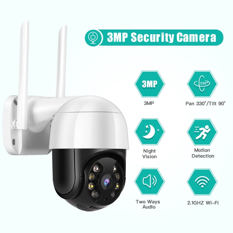 Telecamera IP WiFi QX29 HD da 3,0 MP, supporto per visione notturna e rilevamento del movimento, audio bidirezionale e scheda TF, presa AU, QX29