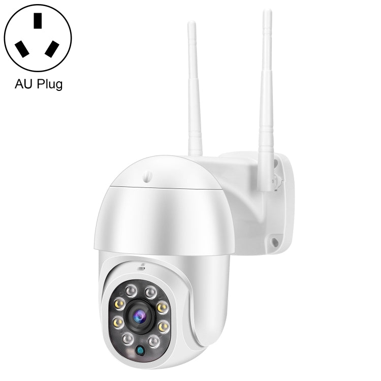 QX43-2 Telecamera WIFI rotante PTZ impermeabile con obiettivo 1080P 2.0MP IP66, supporto per visione notturna a infrarossi, citofono vocale bidirezionale e rilevamento del movimento e scheda TF da 128 GB, presa AU, QX43-2