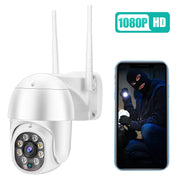 QX43-2 Telecamera WIFI rotante PTZ impermeabile con obiettivo 1080P 2.0MP IP66, supporto per visione notturna a infrarossi, citofono vocale bidirezionale e rilevamento del movimento e scheda TF da 128 GB, presa AU, QX43-2