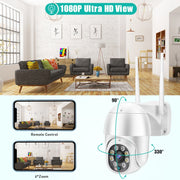 QX43-2 Telecamera WIFI rotante PTZ impermeabile con obiettivo 1080P 2.0MP IP66, supporto per visione notturna a infrarossi, citofono vocale bidirezionale e rilevamento del movimento e scheda TF da 128 GB, presa AU, QX43-2