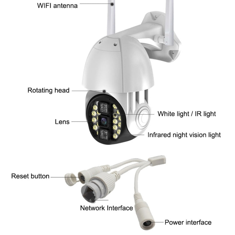 Il telefono cellulare da esterno Q20 ruota da remoto la videocamera HD WiFi wireless, supporta tre modalità di visione notturna e rilevamento del movimento, video/allarme e registrazione, presa UK, Q20