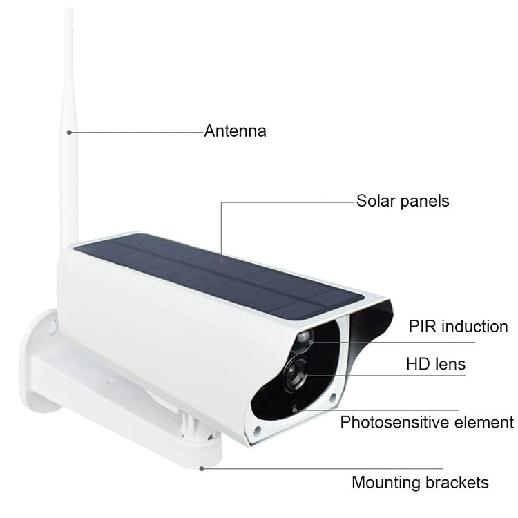 T1-2 2 Megapixel Versione WiFi IP67 Telecamera monitor solare HD impermeabile senza batteria e memoria, supporta visione notturna a infrarossi e rilevamento del movimento / Allarme e citofono vocale e sorveglianza mobile, WiFi Version