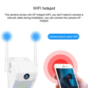 DP11 2 Megapixel IP66 Lampada da parete impermeabile Telecamera IP wireless, supporto per visione notturna multipla e monitoraggio remoto del telefono cellulare e citofono vocale e rilevamento del movimento/allarme e scheda di memoria da 128 GB, DP11