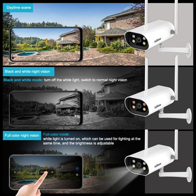 SriHome SH037 Fotocamera impermeabile WiFi da 4,0 milioni di pixel 2.4G+5G, supporto voce bidirezionale e scheda TF, rilevamento del movimento, visione notturna a colori e rilevamento umano AI, presa EU, SH037