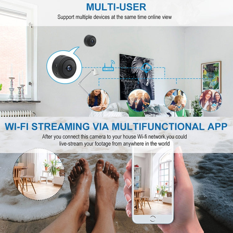 Telecamera wireless remota WiFi A9+ 1080P, supporto per visione notturna, rilevamento del movimento e scheda TF, soluzione Bluetooth Broadcom, A9+