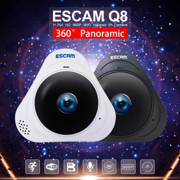 Telecamera IP WiFi ESCAM Q8 960P 360° Fisheye 1.3MP