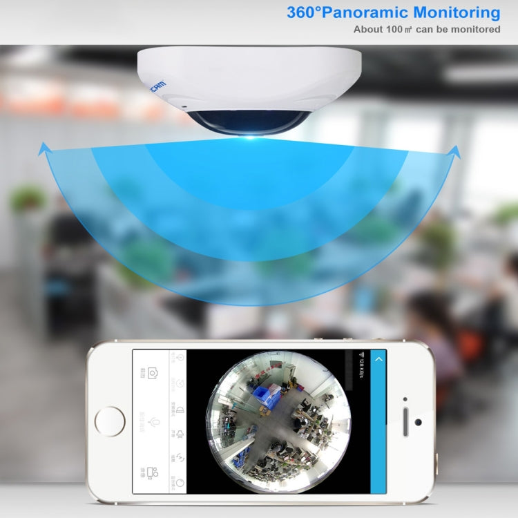 Telecamera IP WiFi ESCAM Q8 960P 360° Fisheye 1.3MP