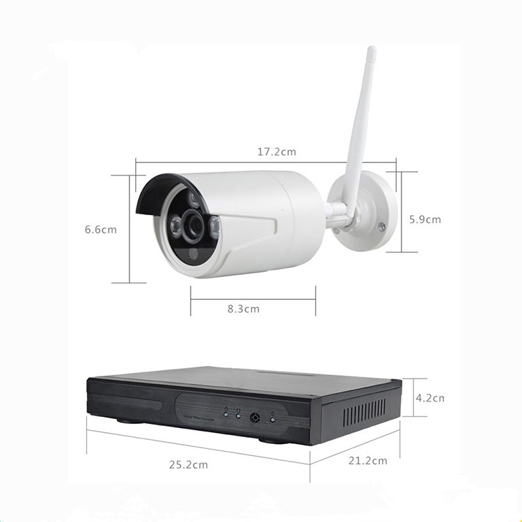 Telecamera bullet IP WiFi 4CH HD 720P 1.0 Mega Pixel 2.4GHz + kit NVR, 4CH 720P