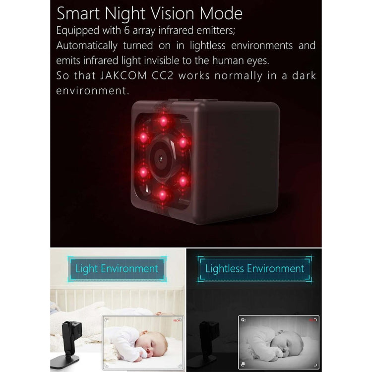 JAKCOM CC2 1080P HD Registratore Cube Smart Mini Camera, con visione notturna a infrarossi e rilevamento del movimento, CC2