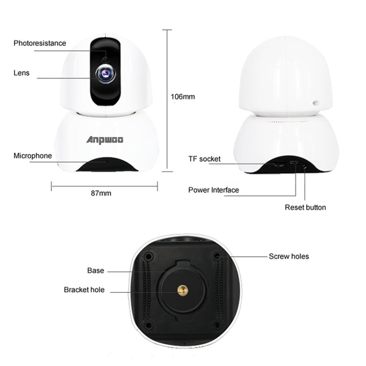 Telecamera WiFi Anpwoo YT003 1080P grandangolare