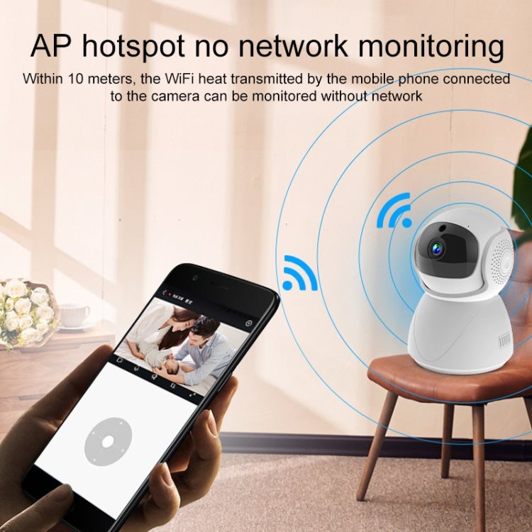 ZAS-5G01 Telecamera panoramica dual-band WiFi 5G domestica 1080P, supporto per visione notturna IR e slot per schede TF e hot spot AP e area di allarme designata, presa UK, without TF Card