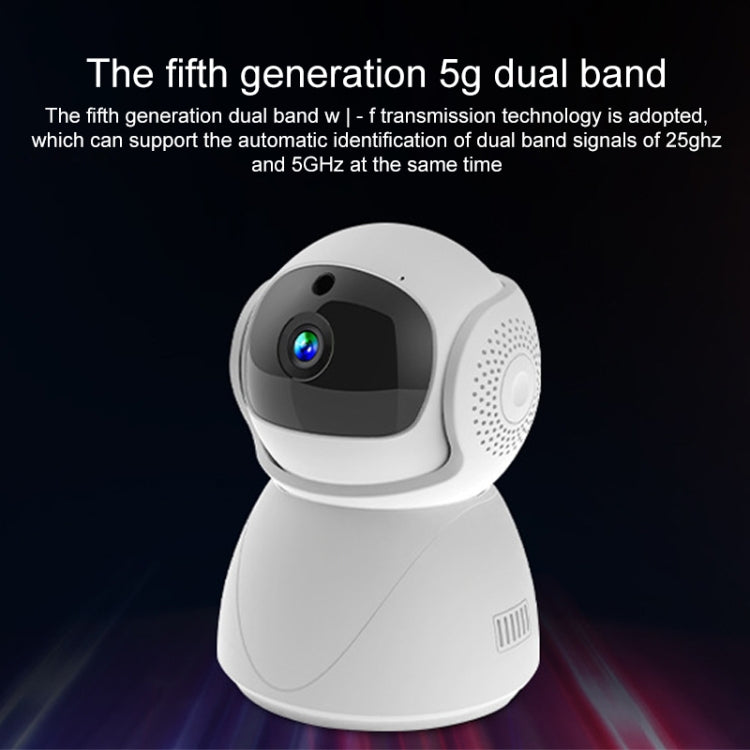 ZAS-5G01 Telecamera panoramica dual-band WiFi 5G domestica 1080P, supporto per visione notturna IR e slot per schede TF e hot spot AP e area di allarme designata, presa UK, without TF Card