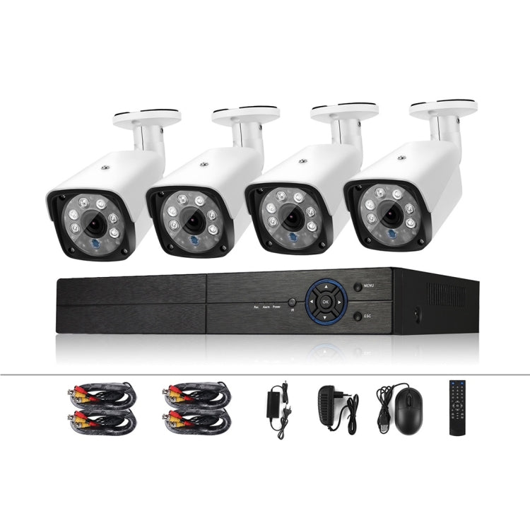 A4B3 / Kit sistema DVR di sorveglianza 4CH 1080N e telecamera bullet CCTV resistente alle intemperie 720P 1.0MP HD, supporto visione notturna a infrarossi e scansione P2P e codice QR accesso remoto, A4B3 / Kit 4CH Black, A4B3 / Kit 4CH White