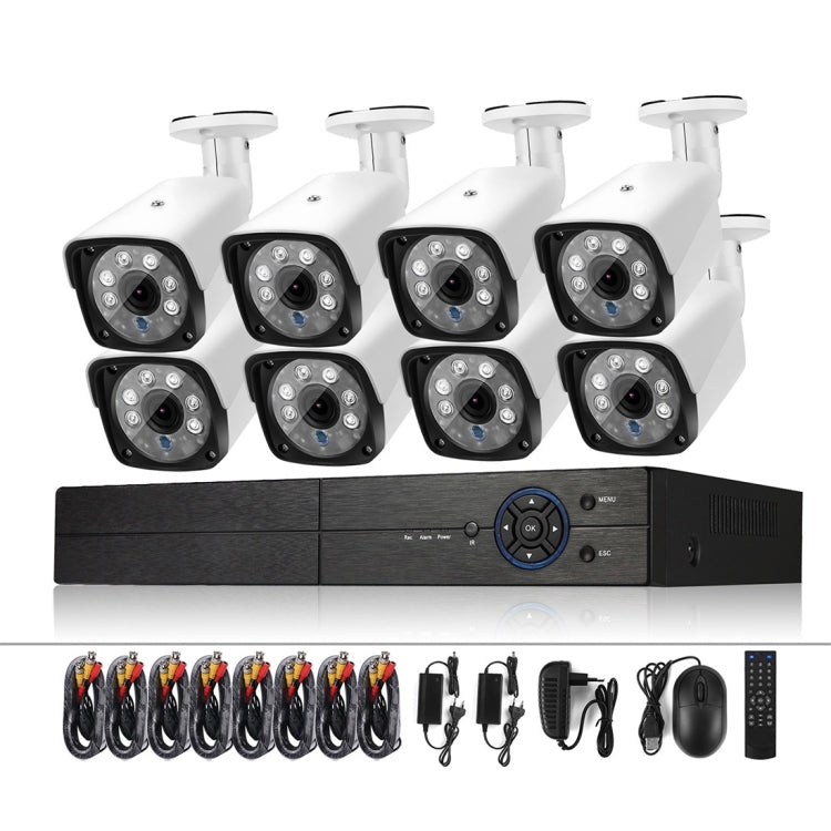 A8B3 / Kit sistema DVR di sorveglianza 8CH 1080N e telecamera bullet resistente alle intemperie HD 720P 1.0MP, supporto visione notturna a infrarossi e P2P e monitor remoto del telefono, A8B3 / Kit 8CH Black, A8B3 / Kit 8CH White