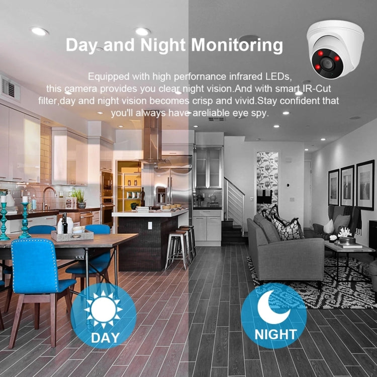 Telecamera dome di sorveglianza domestica CCTV con sensore CMOS a colori HD grandangolare da 533 W / A da 3,6 mm, supporto per visione notturna diurna, 533W / A