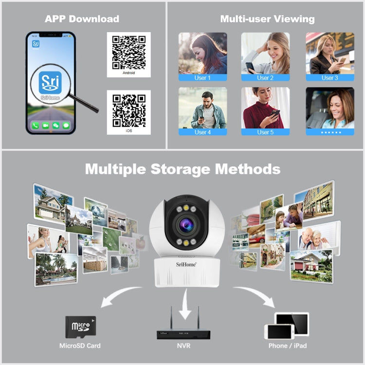 SriHome SH046 Telecamera di sicurezza wireless FHD 4MP