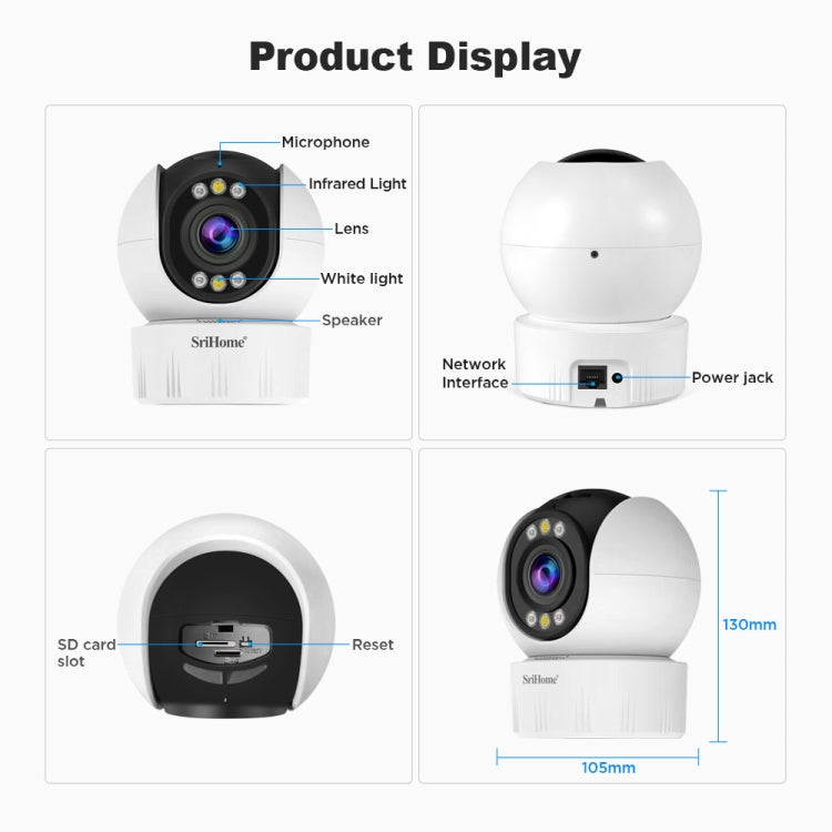 SriHome SH046 Telecamera di sicurezza wireless FHD 4MP