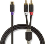Cavo audio stereo 2x RCA maschio-RCA femmina placcato oro 20cm