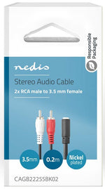 Cavo Audio Stereo 2x RCA maschio - Femmina da 3,5 mm 0.2 m Nero CAGP22255BK02 5412810288199 ND1380