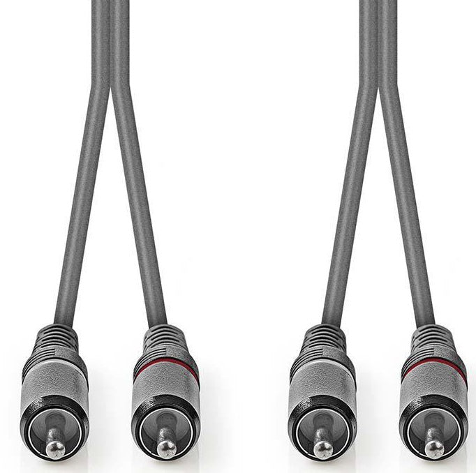 Cavo audio stereo 2x maschio RCA placcato nickel 5m Nedis COTH24200GY50  5412810295388 ND1468