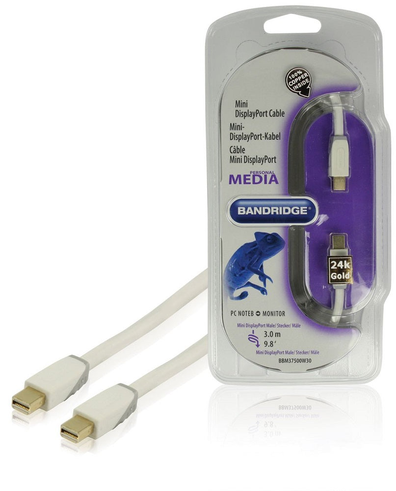 Cavo Mini DisplayPort bianco 3m Bandridge 8717587001017 BBM37500W30 ND1496