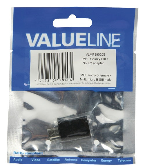 MHL USB Micro B 11-Pin Maschio - USB Micro B Femmina Nero VLMP39020B 5412810179404 ND166