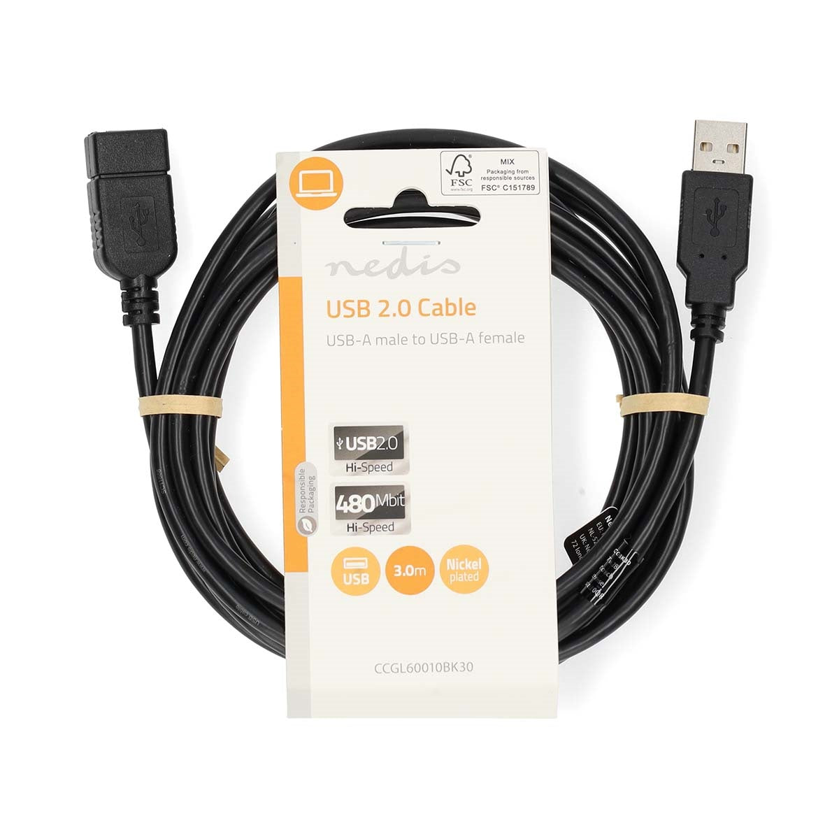 Cavo prolunga USB 2.0 USB-A maschio / USB-A femmina 3m CCGL60010BK30 5412810421466 ND1705