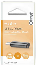 Adattatore USB-C™ Maschio a Micro USB-B Femmina USB 2.0 480 Mbps Nedis CCGB60910BK 5412810296194 ND1743