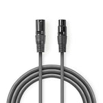 Cavo Audio XLR Bilanciato | Maschio a 3 Pin XLR - Femmina a 3 Pin XLR | 0,5 m | Grigio