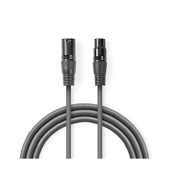 Cavo Audio XLR Bilanciato | Maschio a 3 Pin XLR - Femmina a 3 Pin XLR | 0,5 m | Grigio