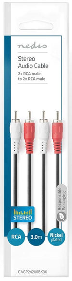 Cavo Audio Stereo 2x RCA maschio - 2x RCA maschio - 3.0 m - Nero 5412810281046 541281028104 ND2170
