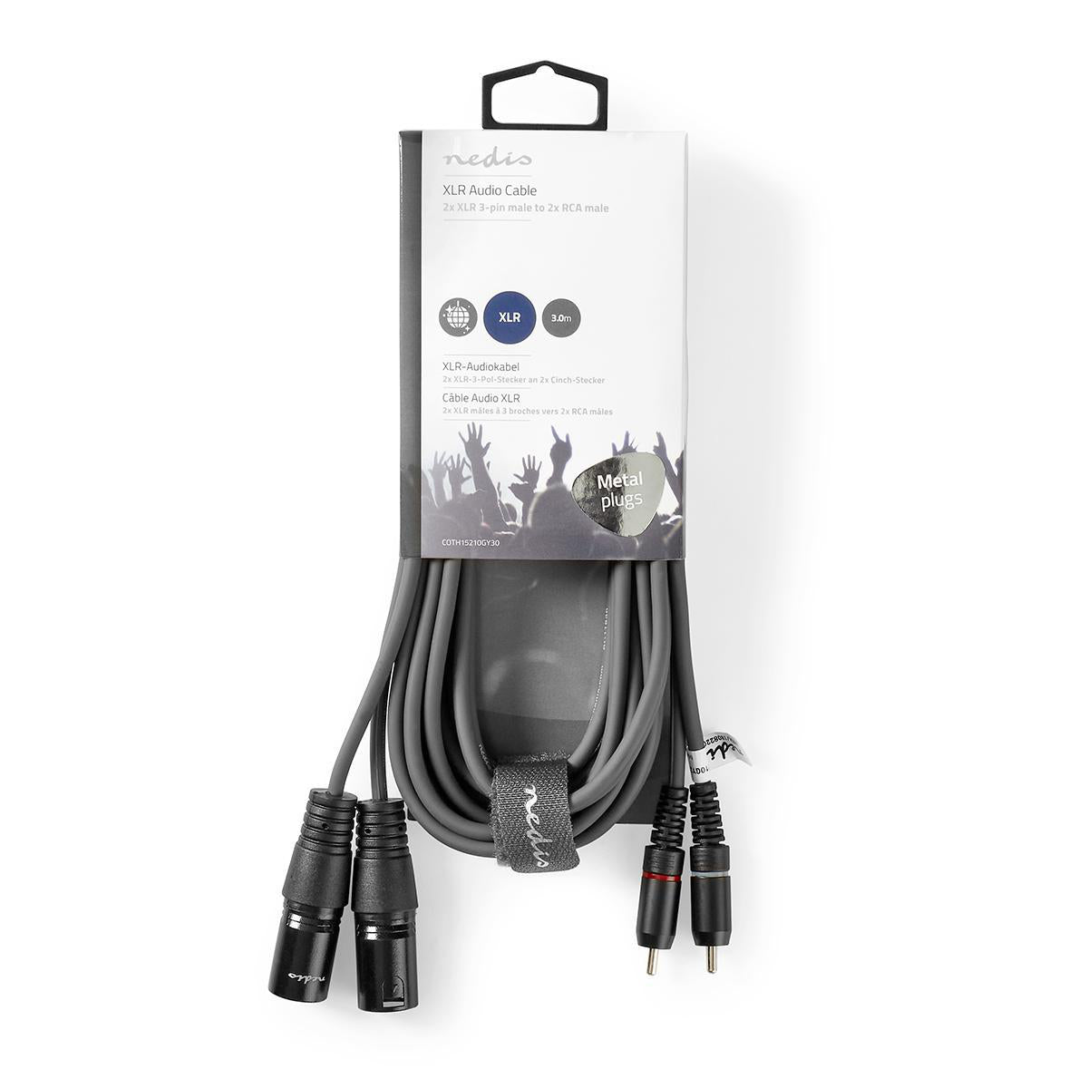 Cavo Audio XLR 2x Maschio a 3 Pin XLR 2x Maschio RCA 3m Grigio COTH15210GY30  5412810295791 ND3270