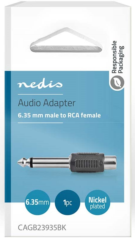 Adattatore audio mono Maschio da 6,35mm-Femmina RCA confezione da 10 pezzi  CAGB23935BK 5412810288281 ND3946