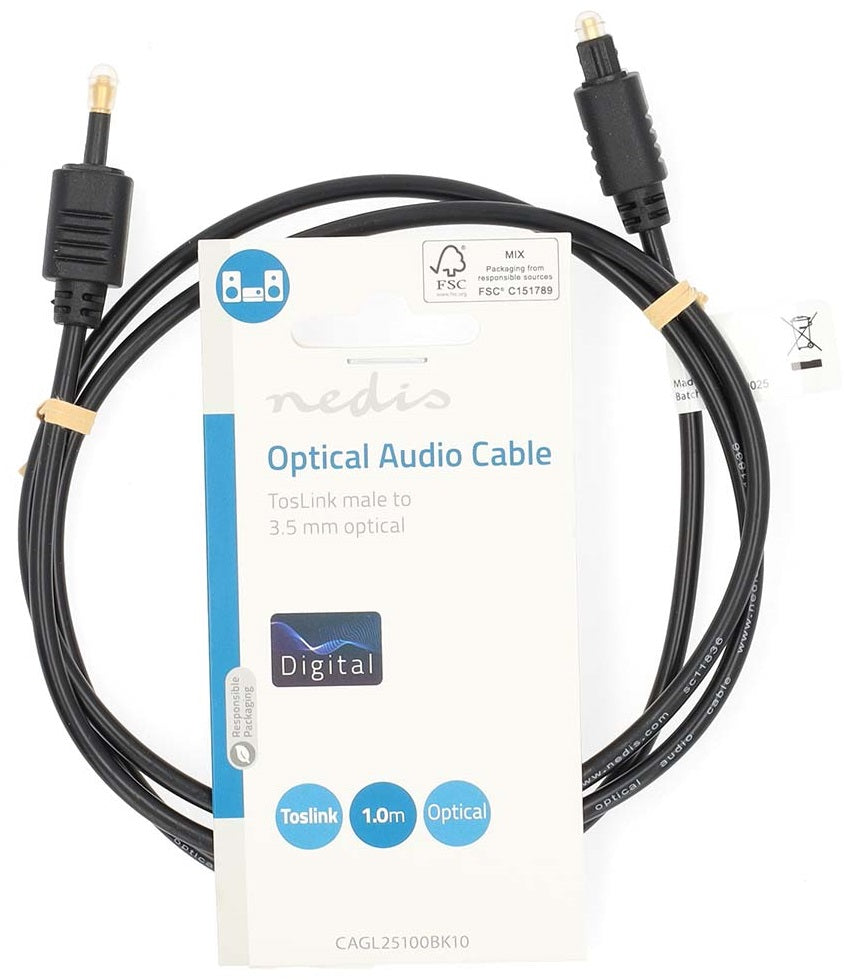 Cavo audio ottico TosLink maschio - Mini-Toslink 1m