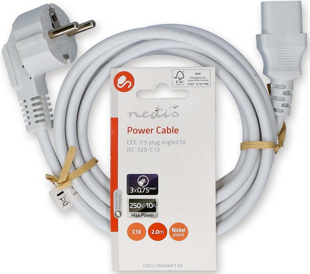 Cavo di alimentazione Schuko maschio angolato-IEC-320-C13 2m CEGL10000WT20 5412810424962 ND4448