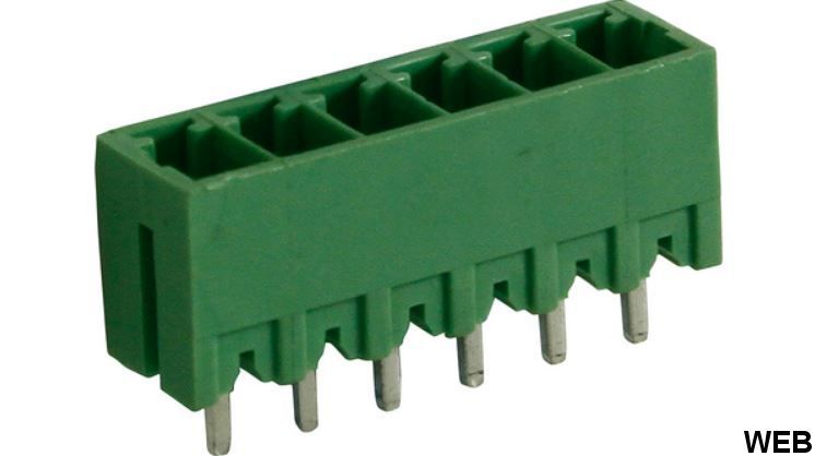 Connettore maschio, 6 Poli, 3.81mm Passo, 8A, 1.31mm², Dritto