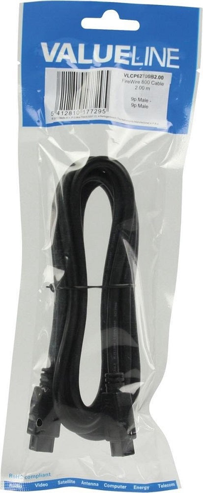 Cavo firewire 9 poli nero 2m 5412810177295 VLCP62700B2.00 ND5852