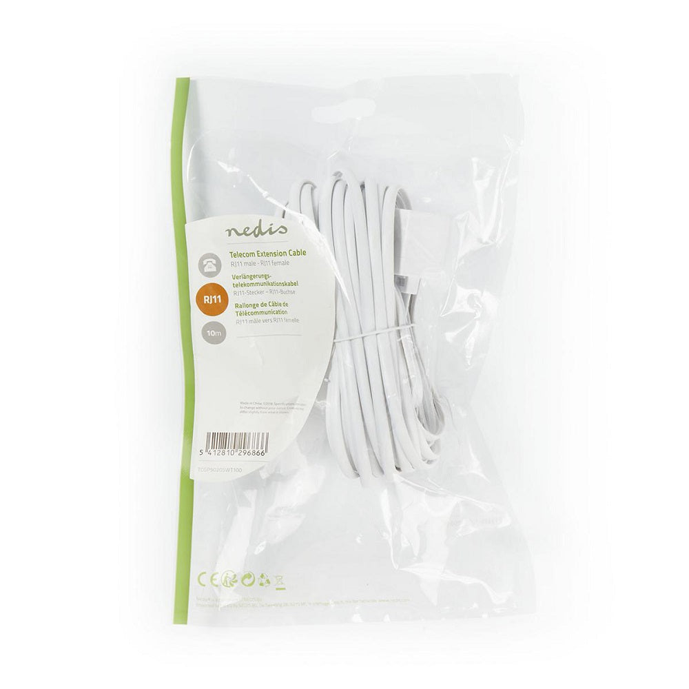 Prolunga per cavo di telecomunicazioni RJ11 maschio/femmina 10m  TCGP90205WT100 5412810296866 ND5932