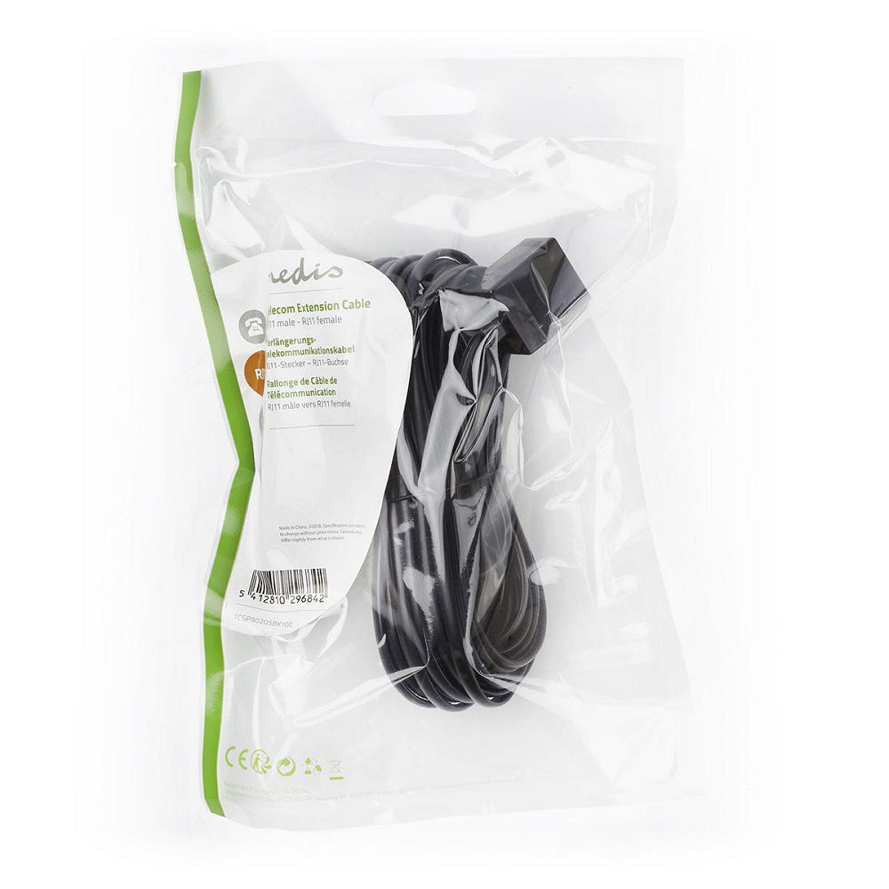 Prolunga per cavo di telecomunicazioni RJ11 maschio/femmina 10m TCGP90205BK100 5412810296842 ND5936
