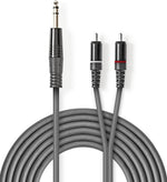 Cavo audio stereo jack audio 6.35mm/2 RCA 1.5m grigio