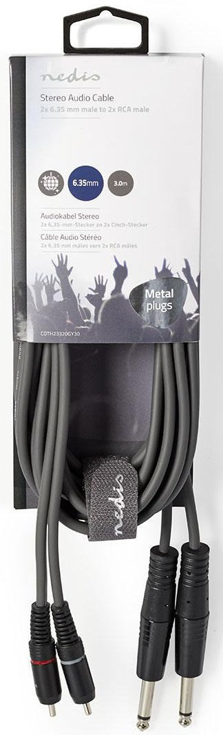 Cavo audio stereo 2x 6,35 mm maschio - 2x maschio RCA Placcato nickel 3m COTH23320GY30 5412810295340 ND6905