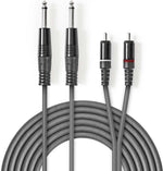 Cavo audio stereo 2x 6,35 mm maschio - 2x maschio RCA Placcato nickel 3m